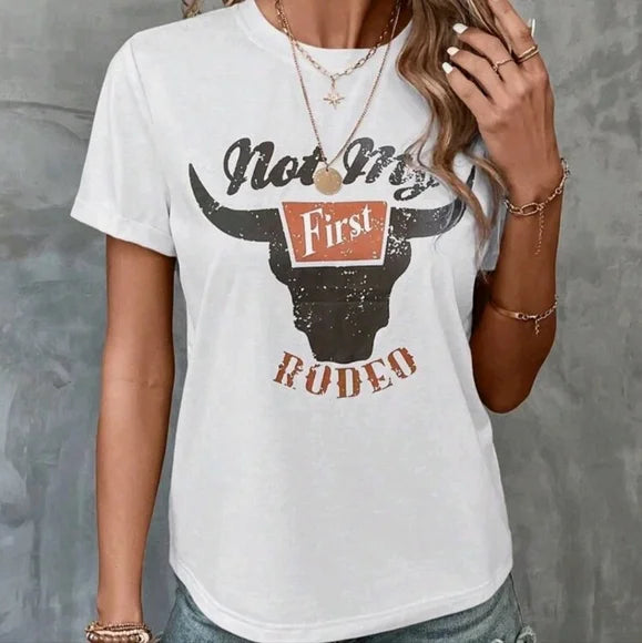 Not My First Rodeo Tee Short Sleeve Cream