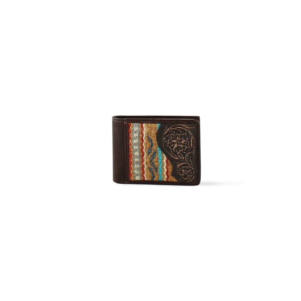 Ariat Western Wallet Mens Tooled Aztec Rug Bifold Brown A3552302