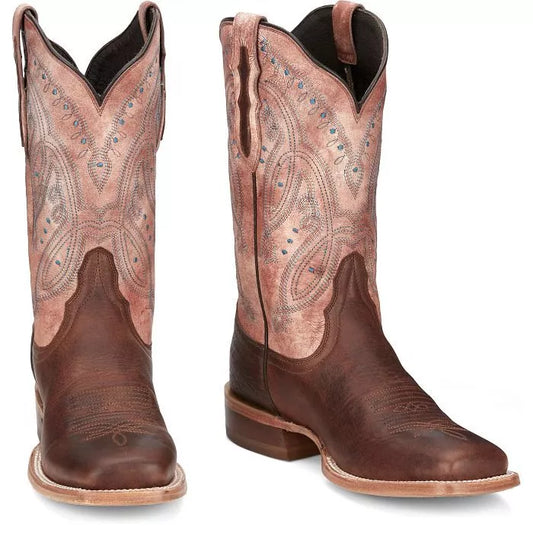 Tony Lama Women's TL3205 Gabriella 11" Cognac (Brown) Square Toe Western Boots