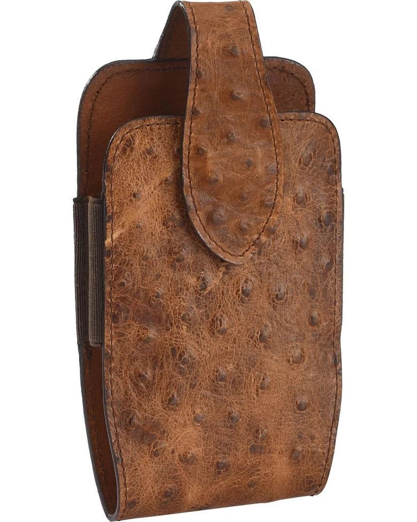 3D Phone Holder Leather Large Ostrich Brown DPH874