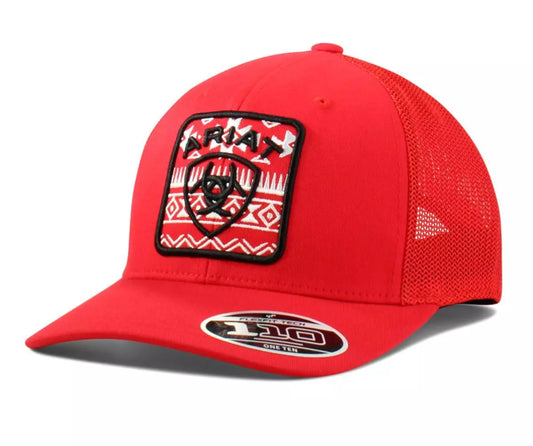 Ariat Mens Hat Baseball Cap Mesh Snapback Logo Red A300064504