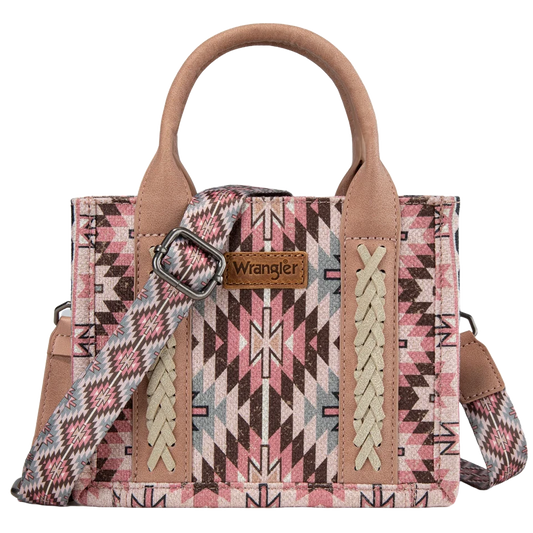 Wrangler| Ladies Southwestern Print Dark Pink Mini Tote Crossbody Bag