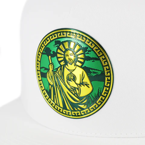 San Judas White flat visor hat / gorra de visera plana