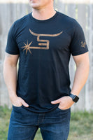 Spin Em Men's Black Tee-Rust Logo