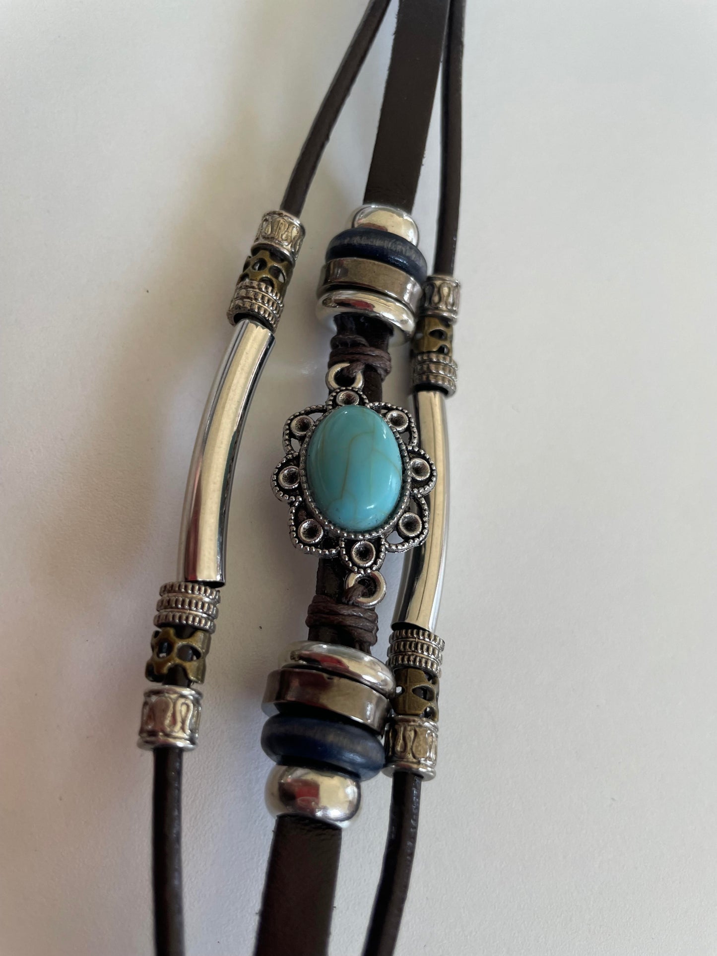 TEAL LEATHER BRACELET