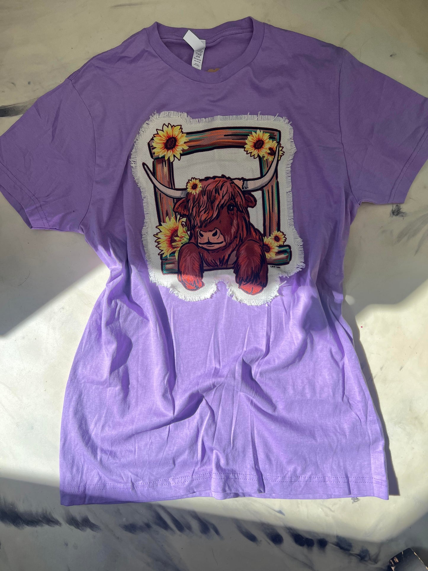 LAVENDER SUNFLOWER COW TSHIRT