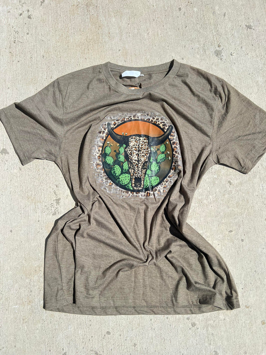 OLIVE GREEN TSHIRT CACTUS BULL