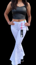 WHITE BELL BOTTOMS RHINESTONE IN THE BOTTOM