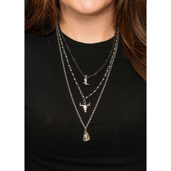 West & Co. West & Co. Cowboy Boot, Skull and Cowboy Hat Necklace